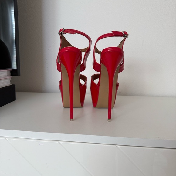 Red Patent Platform Stiletto Heels 6” Ankle Strap Sexy Size 42 Fits US 9.5 10 - Picture 4 of 17